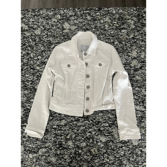 Old Navy Other - Old Navy Kids White Denim Trucker Jacket Girls Size L‎ 10-12 Button Up Jean Coat